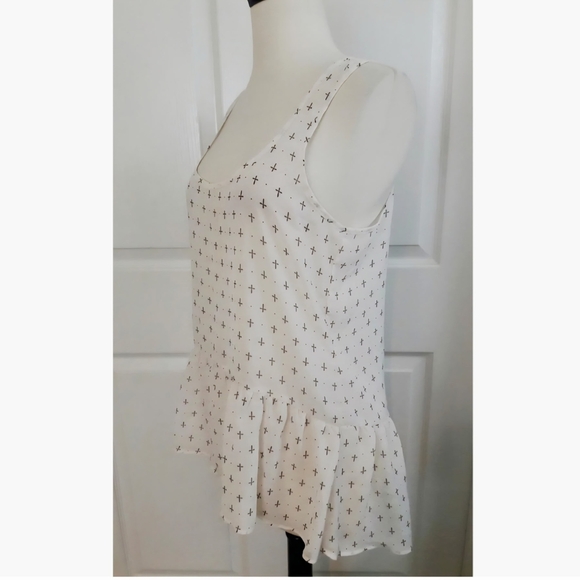 Eyeshadow NWT Sm White Flowing Whimsy SHEER SLEEVELESS TUNIC HI-LO FEMME Y2K - Picture 1 of 15